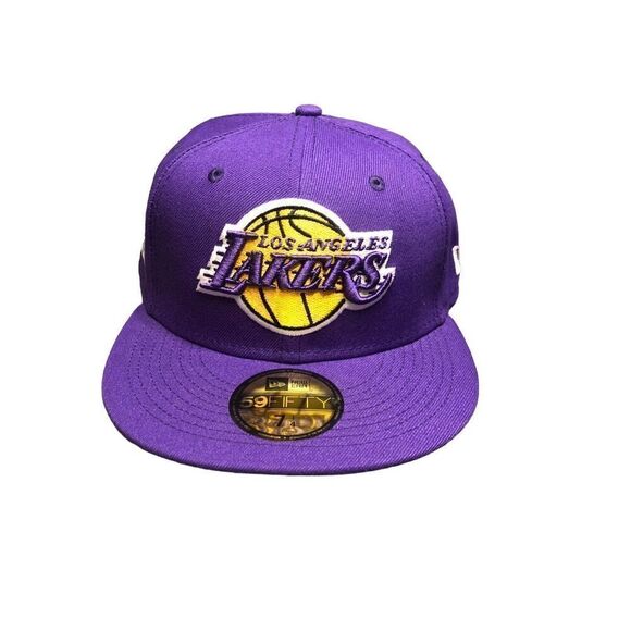 New Era Los Angeles Lakers Pop Sweat 59FIFTY Fitted Cap Hat Size 7 1/4 - Picture 1 of 6